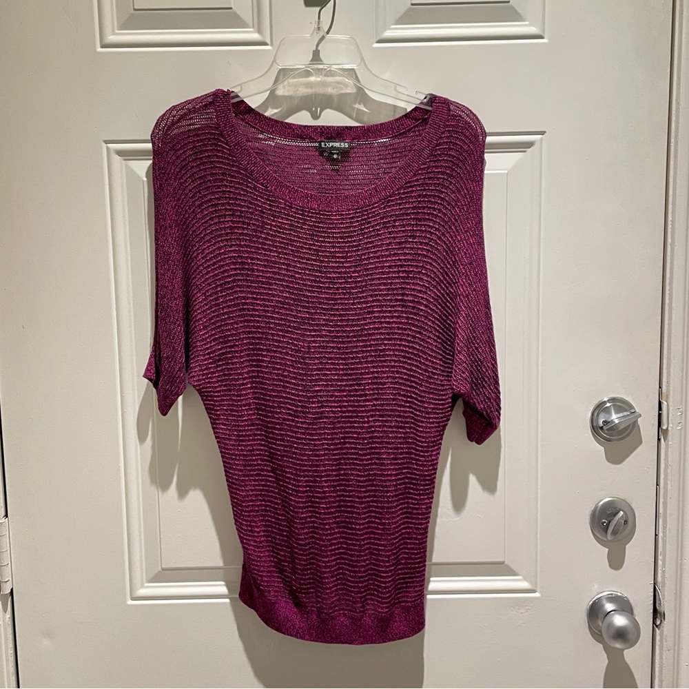 Express Pink Black Cowl Neck Lightweight Casual Batwing Sweater Top Size XS